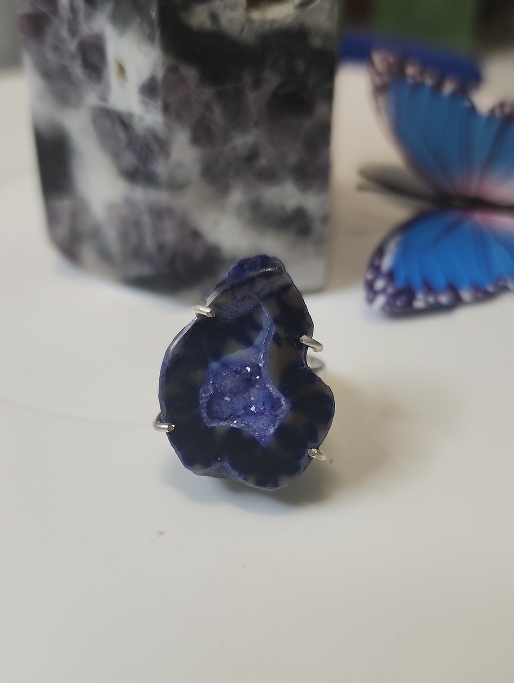 Handcrafted Blue Druzy Statement Ring - Women's Jewelry